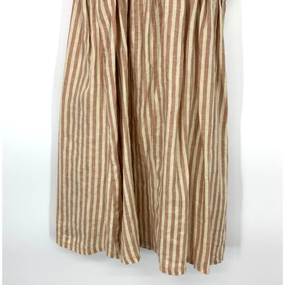 Faithfull The Brand Dress Small 100% Linen Stripe Lace Up Mini - Picture 16 of 16